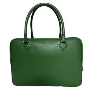 Vintage Retro Foxey Green leather bag 2 top handles zip around closure